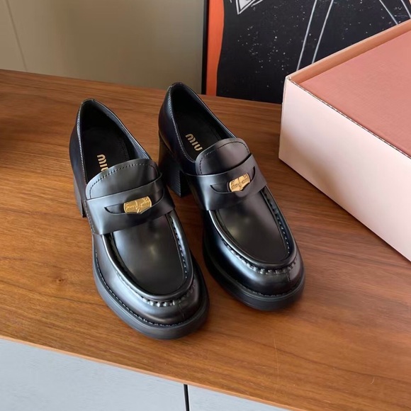 Miu Miu Shoes - Miu Miu Black Leather Loafers